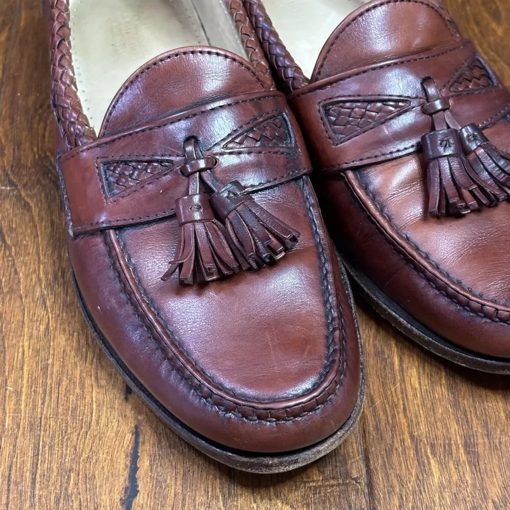 Allen Edmonds Maxfield Shoes Mens‎ Size 9.5 Brown Tassel Dress Loafers Made USA